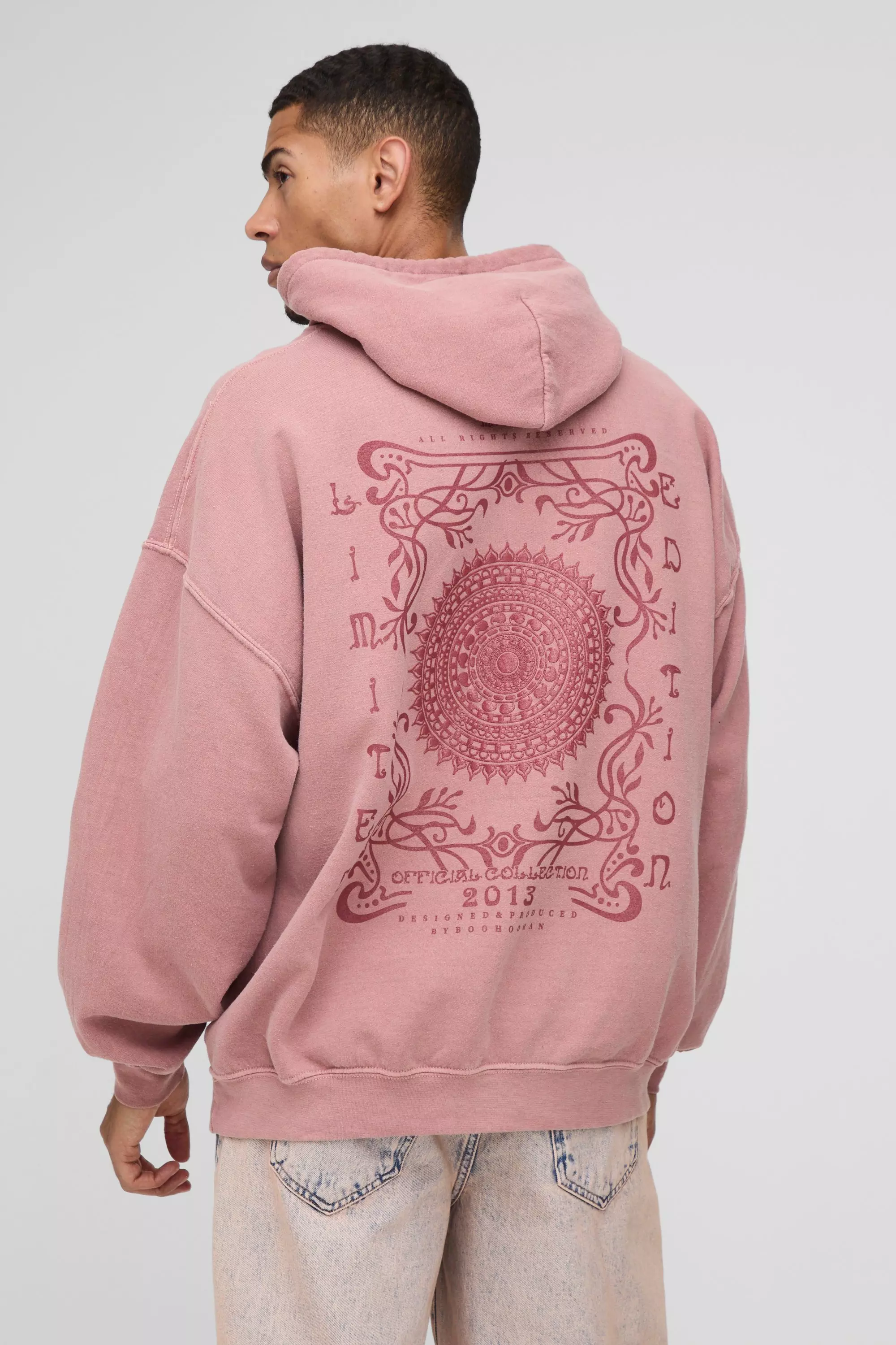 Oversized Limited Edition Puff Print Washed Hoodie boohooMAN UK